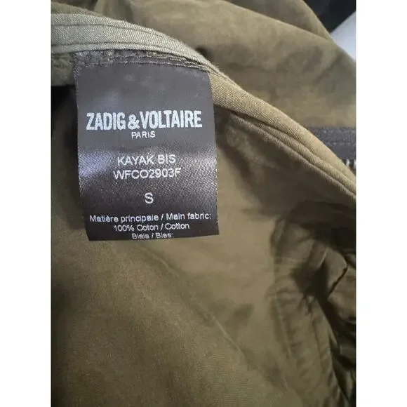 Zadig & Voltaire Kayak Bis Khaki Jacket Green Skull Guitar Angel on Back (S) - Picture 8 of 8